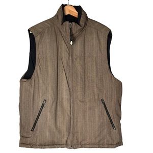 Eddie Bauer Down Vest Jacket Reversible Striped Pattern Warm Coat Men's Large